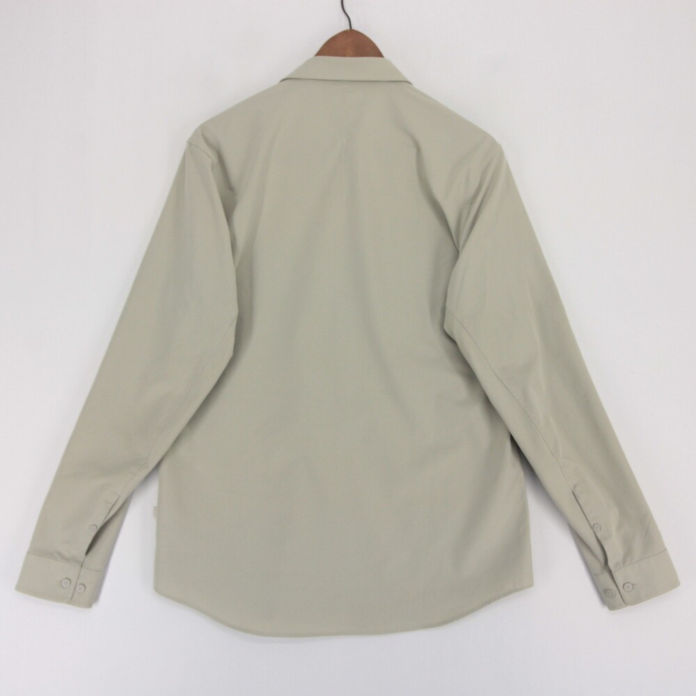 Lululemon Commission Button Up Shirt Mens M Beige Down Stretch Long Sleeve - Picture 2 of 7